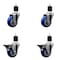 Service Caster 3.5'' Blue Poly Wheel Swivel 1-7/8'' Expanding Stem Caster Set 2 Brakes, 4PK SCC-EX20S3514-PPUB-BLUE-2-PLB-2-178 - alternate 1